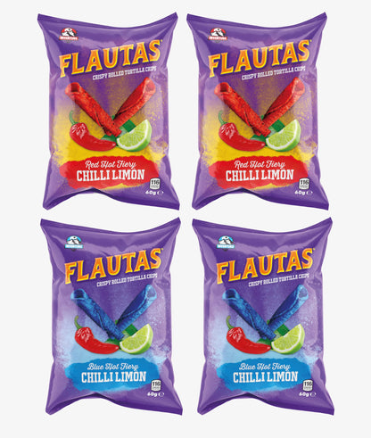 Inventure Flautas 2 Blue & 2 Red Hot Fiery Chilli Limon 60g x 4