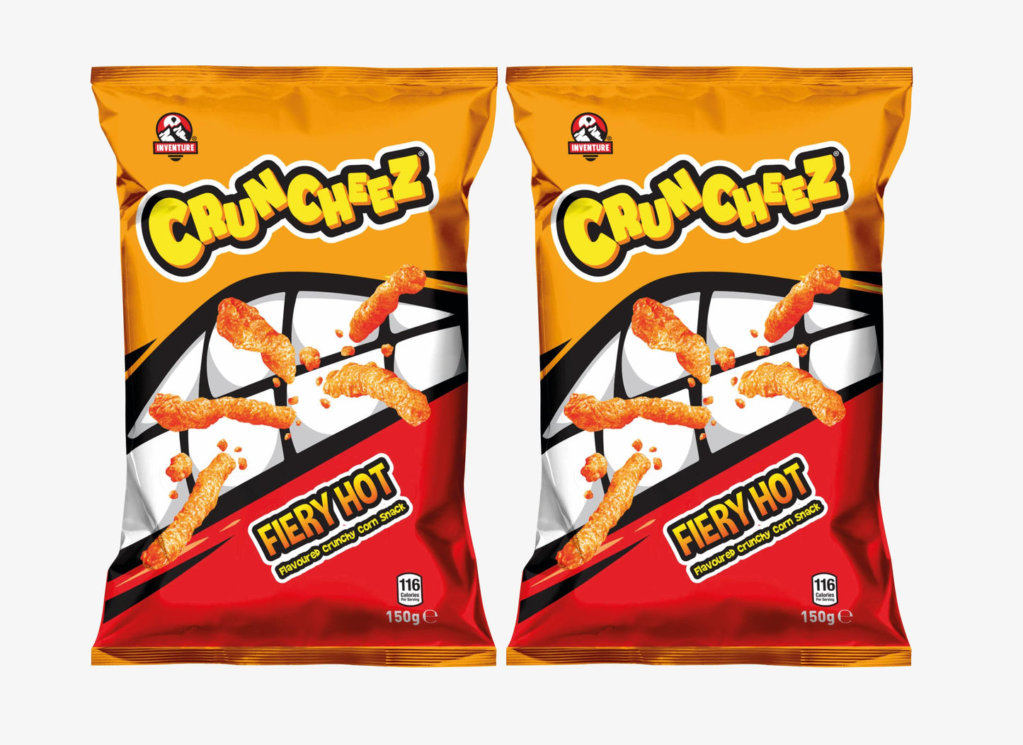 Inventure Cruncheez Fiery Hot Flavoured Crunchy Corn Snack 150g x 2