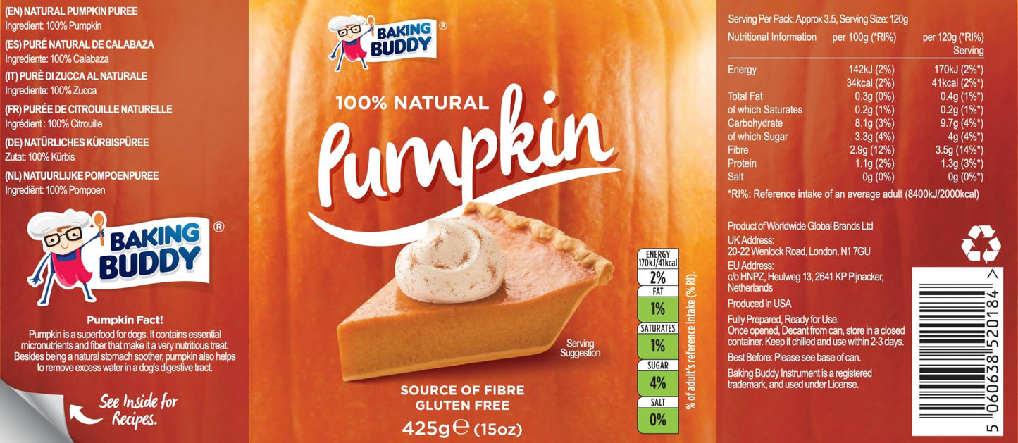 Baking Buddy Tinned Pumpkin Puree - 425g x 12