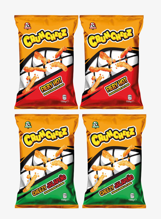 Inventure Cruncheez 2 x Cheezy Jalapeno & 2 x Fiery Hot 150g