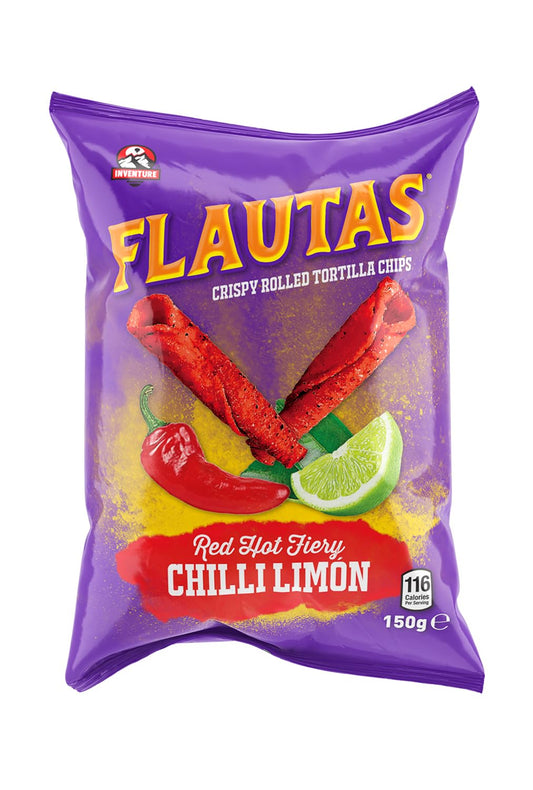 Inventure Flautas Red Hot Fiery Chilli Limon 150g x 12