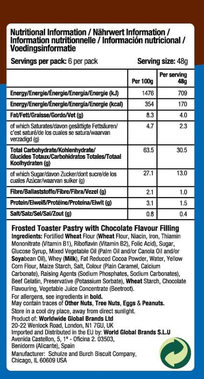 Toast'em Pop-Ups Frosted Chocolate Fudge 288g x 3