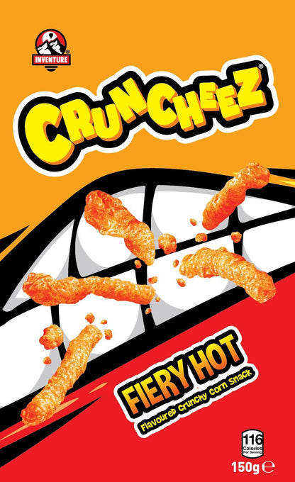 Inventure Cruncheez Fiery Hot Flavoured Crunchy Corn Snack 150g x 8
