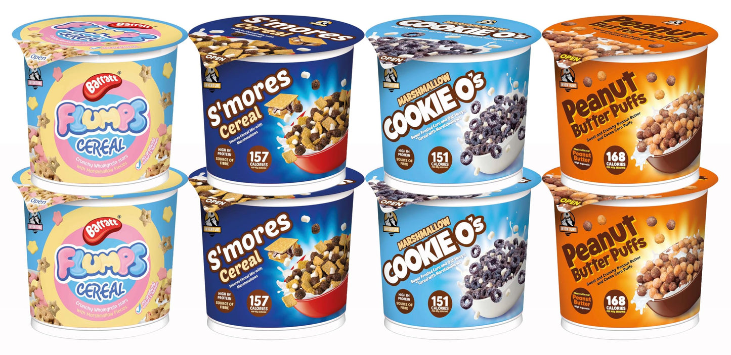 Inventure Multipack x 8 Flumps, Smores, Peanut Butter Puffs, Marshmallow Cookie O’s Cup